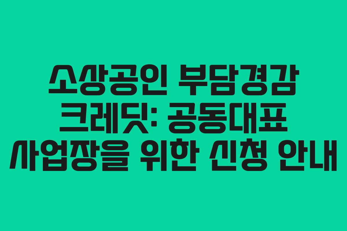 소상공인 부담경감 크레딧: 공동대표 사업장을 위한 신청 안내
