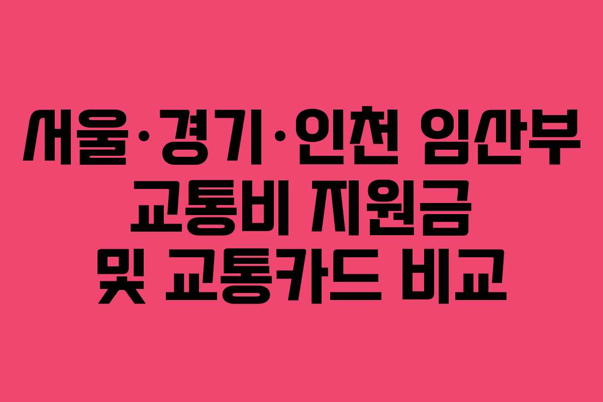 서울·경기·인천 임산부 교통비 지원금 및 교통카드 비교