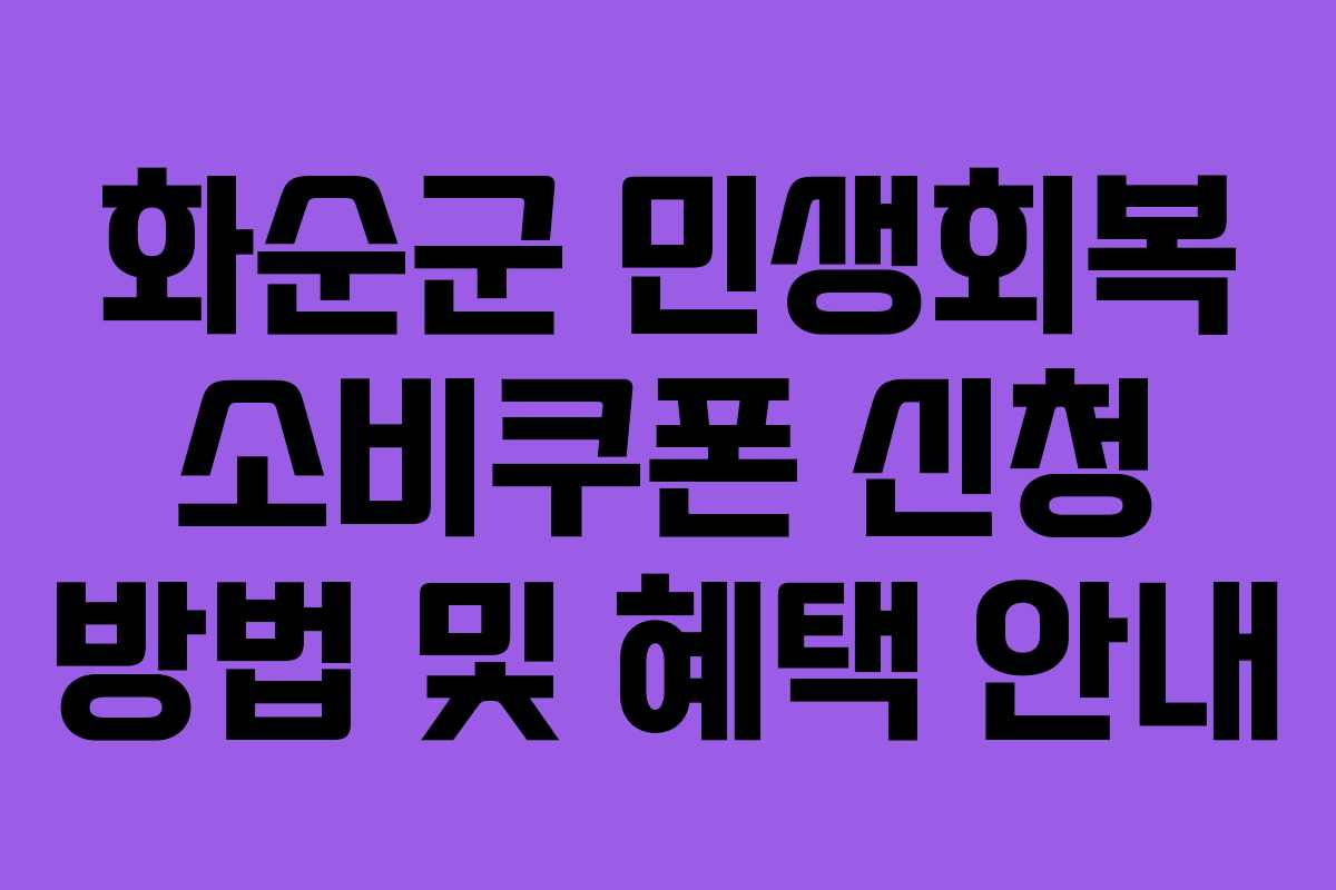 화순군 민생회복 소비쿠폰 신청 방법 및 혜택 안내
