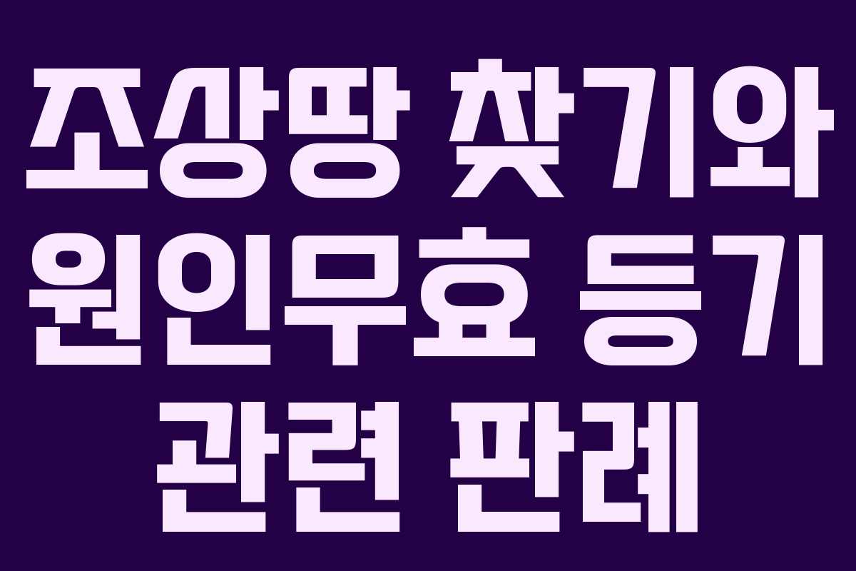 조상땅 찾기와 원인무효 등기 관련 판례 조상땅 찾기와 원인무효 등기 관련 판례