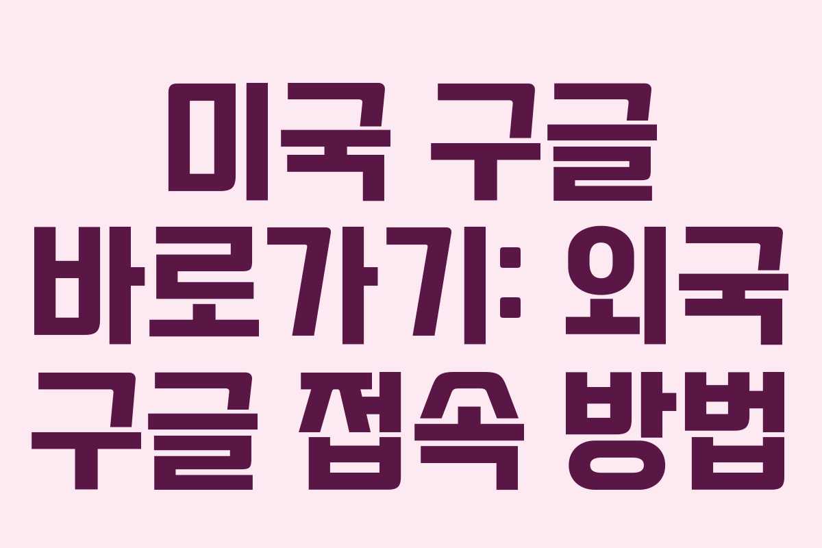 미국 구글 바로가기: 외국 구글 접속 방법 미국 구글 바로가기: 외국 구글 접속 방법