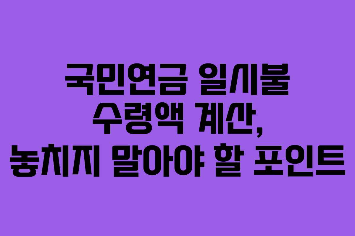 국민연금 일시불 수령액 계산, 놓치지 말아야 할 포인트