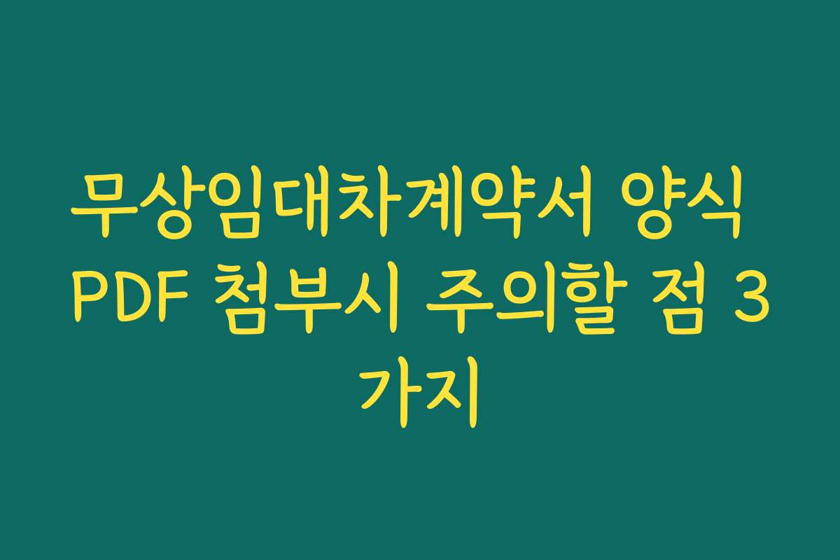 무상임대차계약서 양식 PDF 첨부시 주의할 점 3가지 무상임대차계약서 양식 PDF 첨부시 주의할 점 3가지