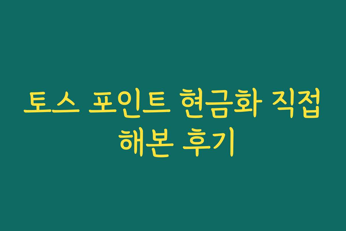 토스 포인트 현금화 직접 해본 후기