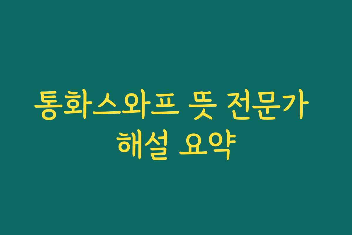 통화스와프 뜻 전문가 해설 요약