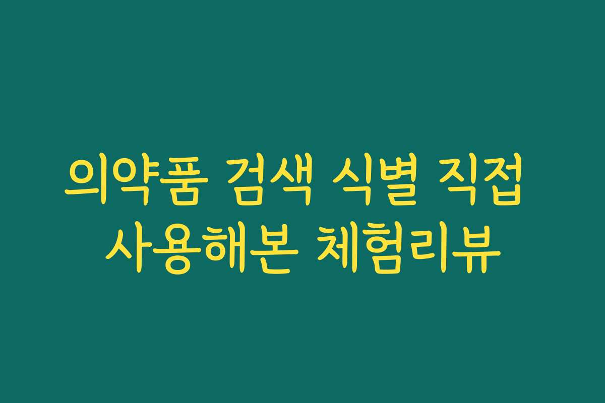의약품 검색 식별 직접 사용해본 체험리뷰 의약품 검색 식별 직접 사용해본 체험리뷰
