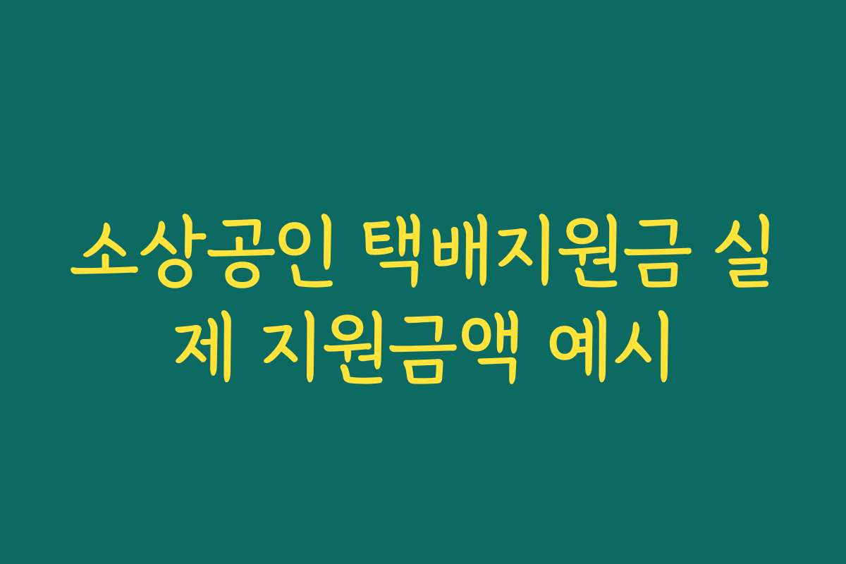 소상공인 택배지원금 실제 지원금액 예시