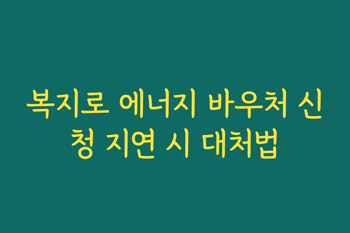 복지로 에너지 바우처 신청 지연 시 대처법 복지로 에너지 바우처 신청 지연 시 대처법