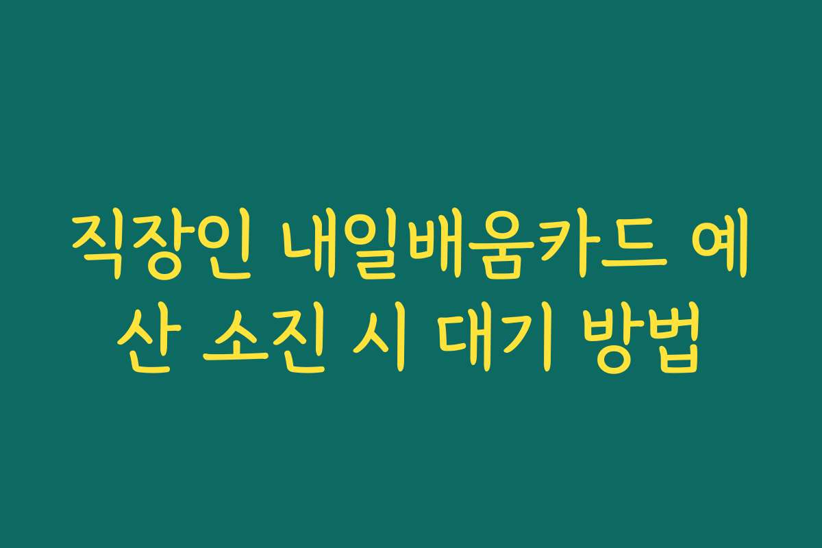 직장인 내일배움카드 예산 소진 시 대기 방법