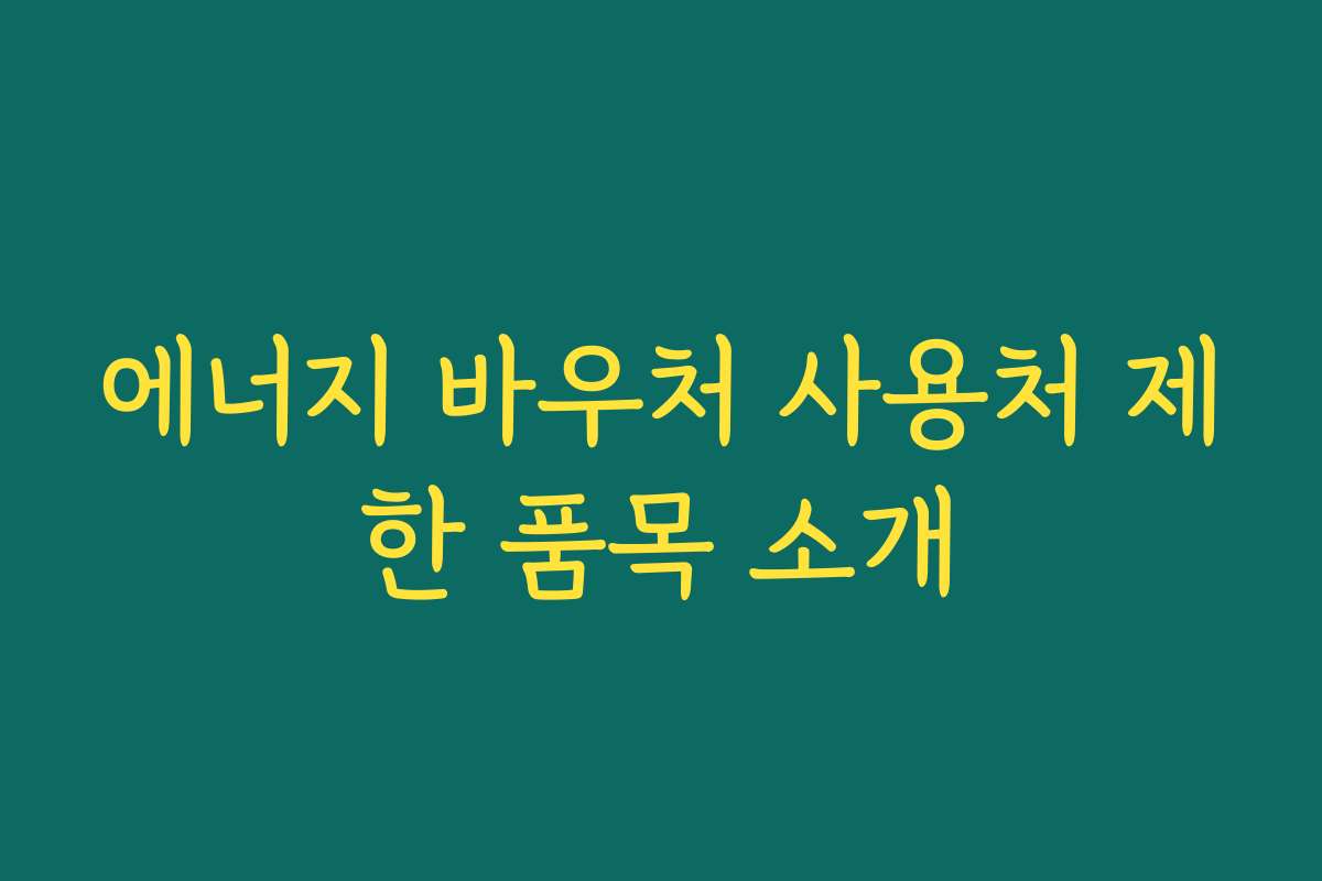 에너지 바우처 사용처 제한 품목 소개
