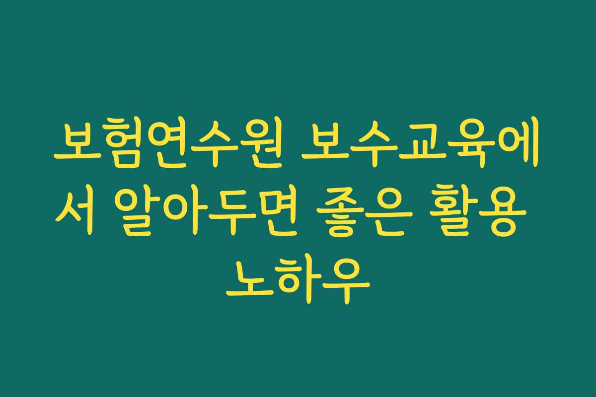 보험연수원 보수교육에서 알아두면 좋은 활용 노하우