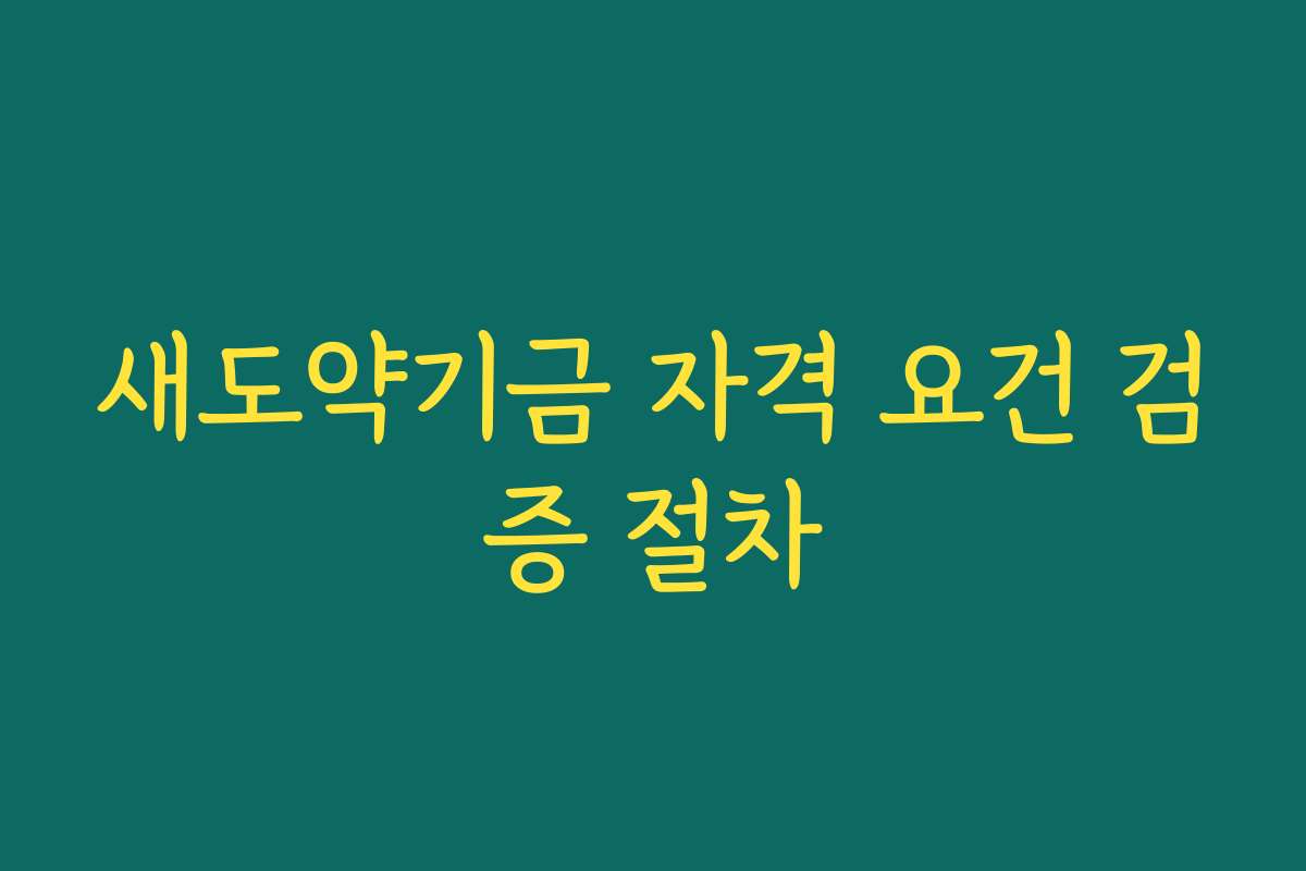 새도약기금 자격 요건 검증 절차