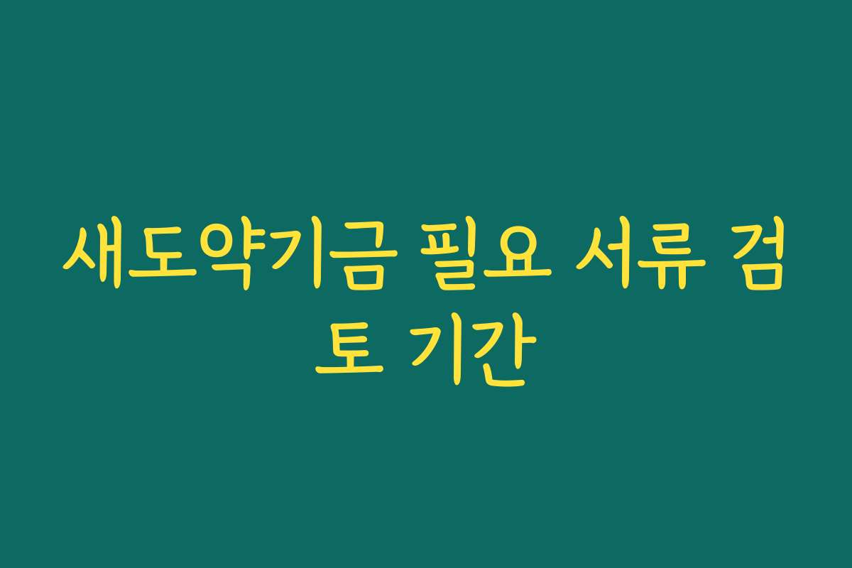 새도약기금 필요 서류 검토 기간