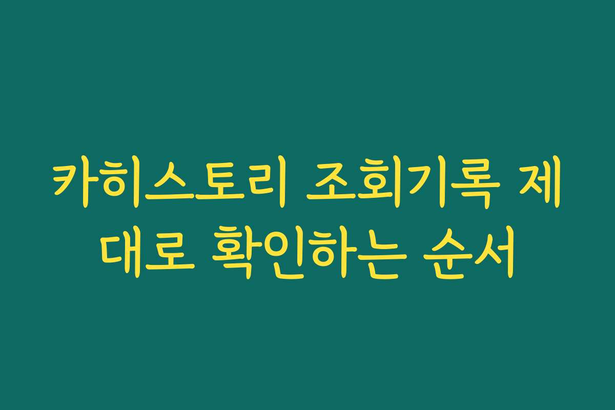 카히스토리 조회기록 제대로 확인하는 순서