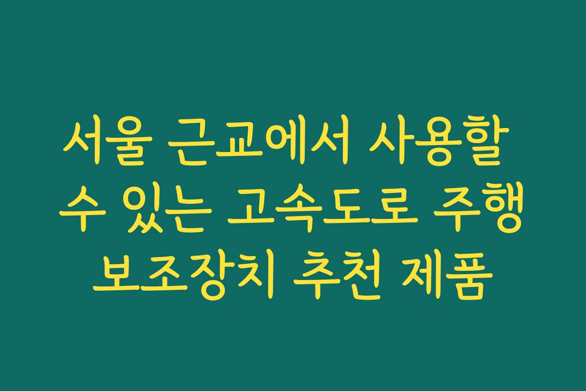 서울 근교에서 사용할 수 있는 고속도로 주행보조장치 추천 제품