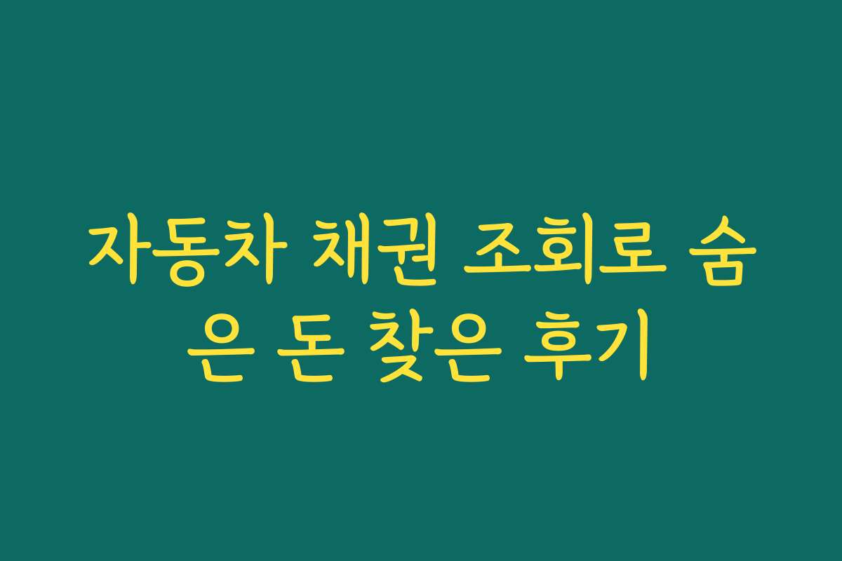 자동차 채권 조회로 숨은 돈 찾은 후기