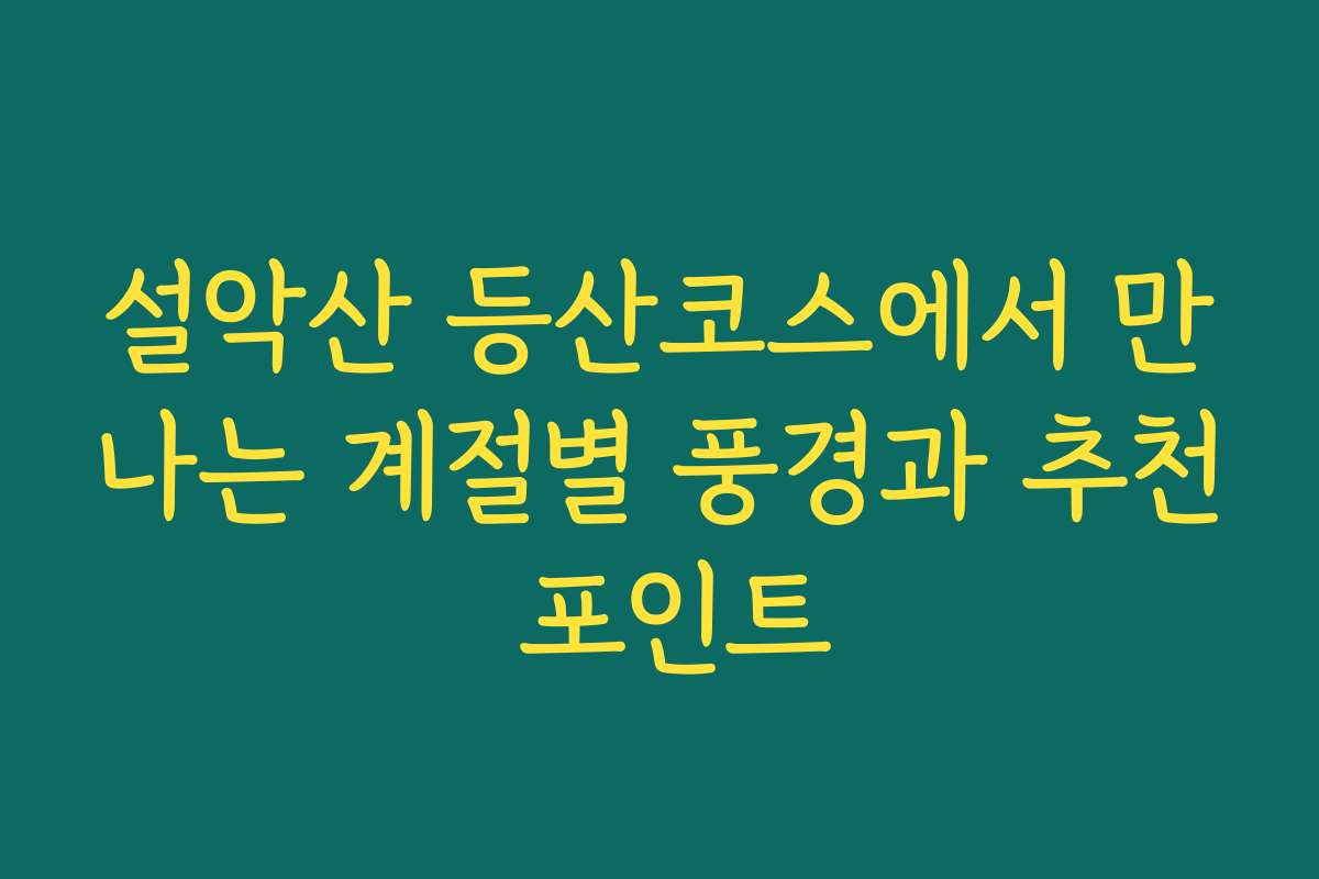 설악산 등산코스에서 만나는 계절별 풍경과 추천 포인트