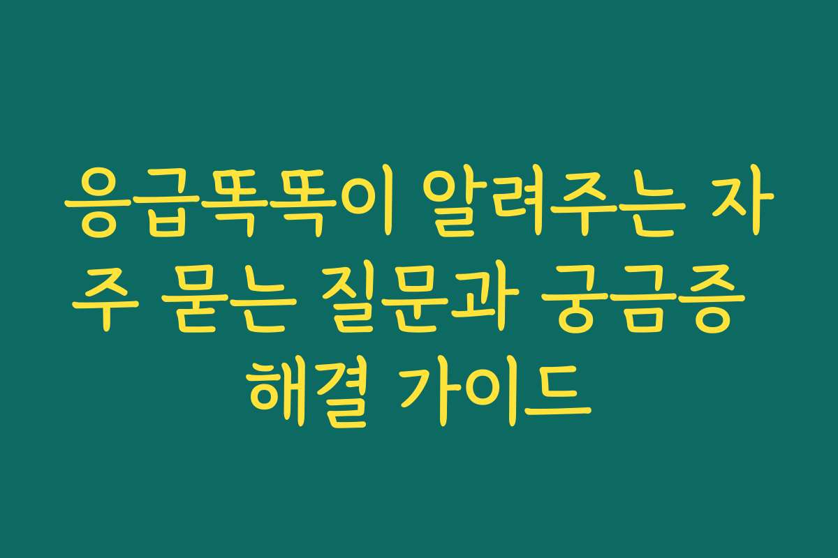 응급똑똑이 알려주는 자주 묻는 질문과 궁금증 해결 가이드 응급똑똑이 알려주는 자주 묻는 질문과 궁금증 해결 가이드