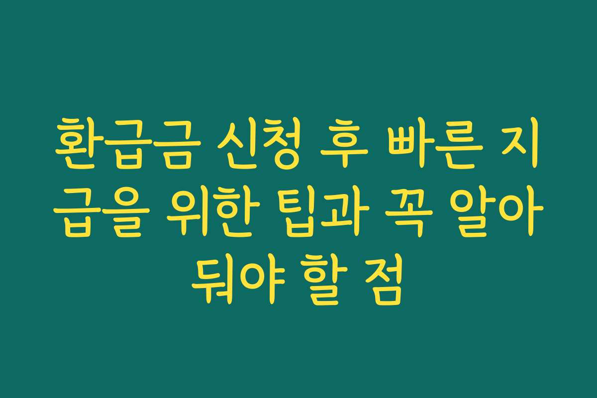 환급금 신청 후 빠른 지급을 위한 팁과 꼭 알아둬야 할 점