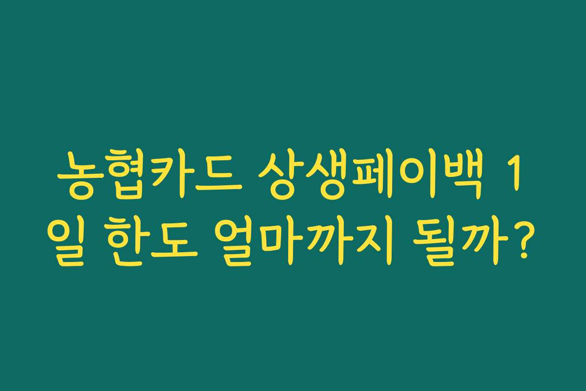 농협카드 상생페이백 1일 한도 얼마까지 될까? 농협카드 상생페이백 1일 한도 얼마까지 될까?
