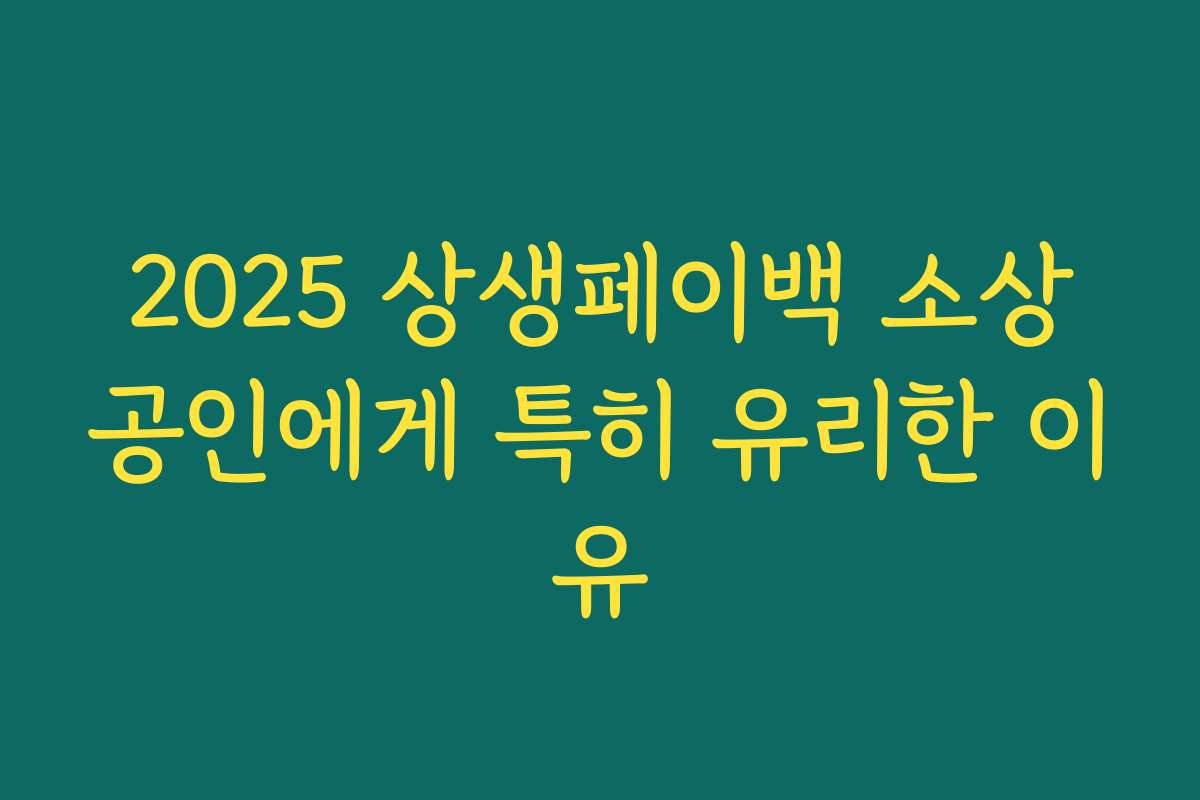 2025 상생페이백 소상공인에게 특히 유리한 이유 2025 상생페이백 소상공인에게 특히 유리한 이유