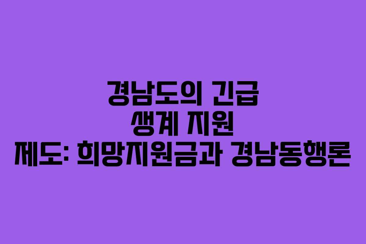 경남도의 긴급 생계 지원 제도: 희망지원금과 경남동행론 경남도의 긴급 생계 지원 제도: 희망지원금과 경남동행론