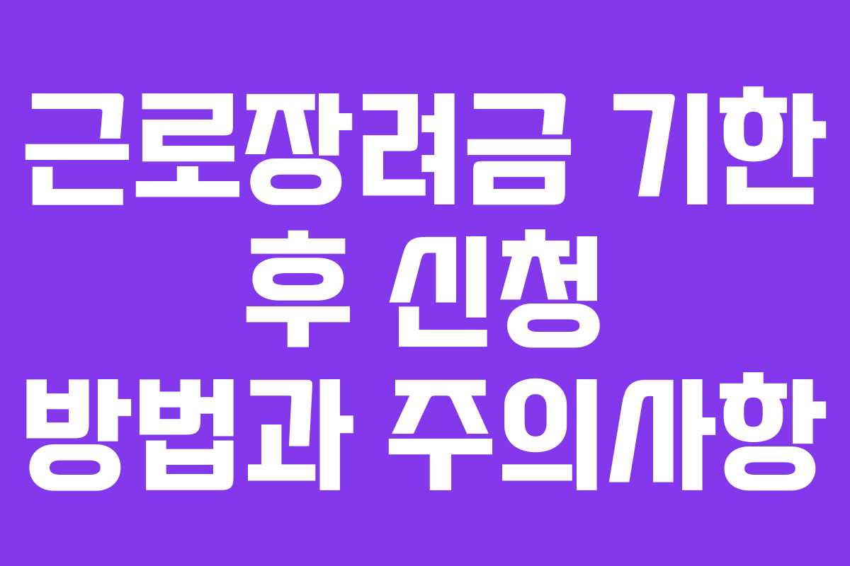근로장려금 기한 후 신청 방법과 주의사항 근로장려금 기한 후 신청 방법과 주의사항