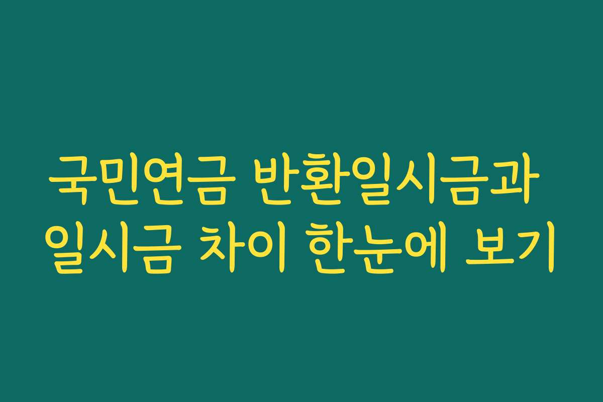 국민연금 반환일시금과 일시금 차이 한눈에 보기