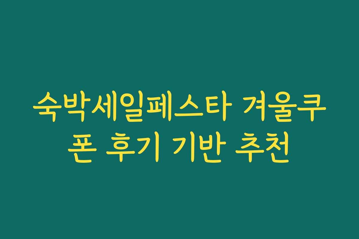 숙박세일페스타 겨울쿠폰 후기 기반 추천
