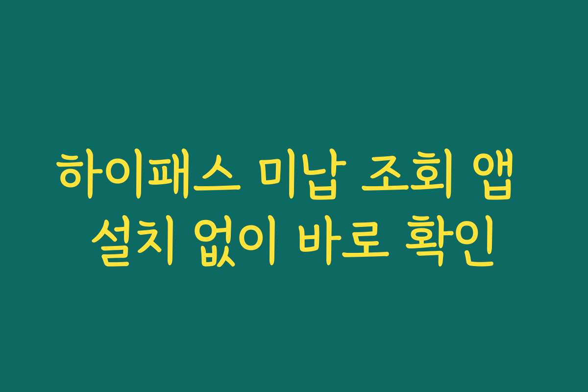 하이패스 미납 조회 앱 설치 없이 바로 확인