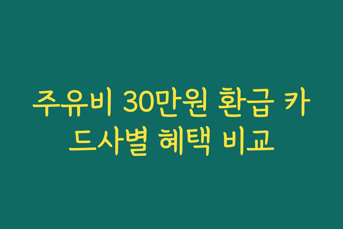 주유비 30만원 환급 카드사별 혜택 비교
