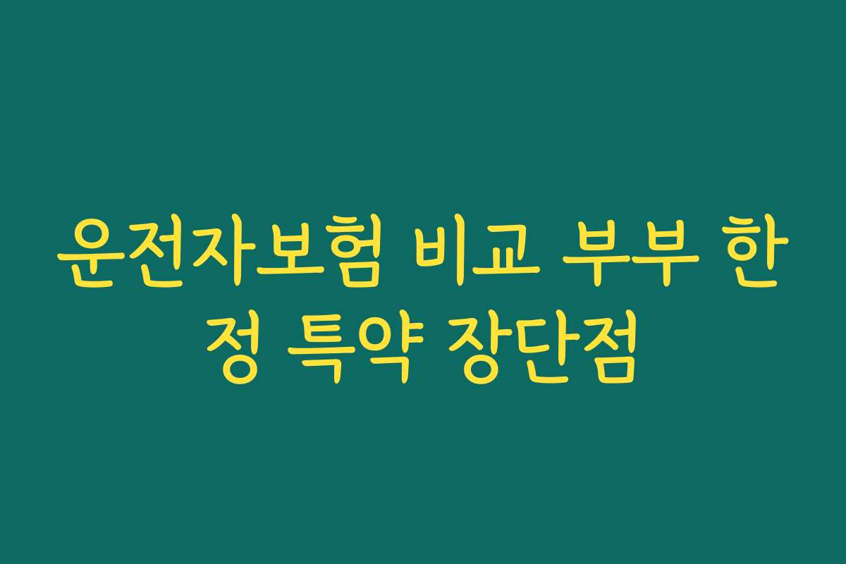 운전자보험 비교 부부 한정 특약 장단점