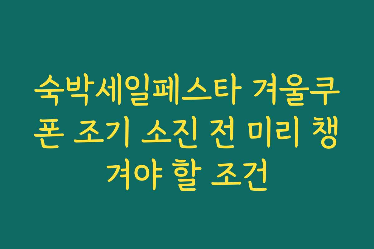 숙박세일페스타 겨울쿠폰 조기 소진 전 미리 챙겨야 할 조건