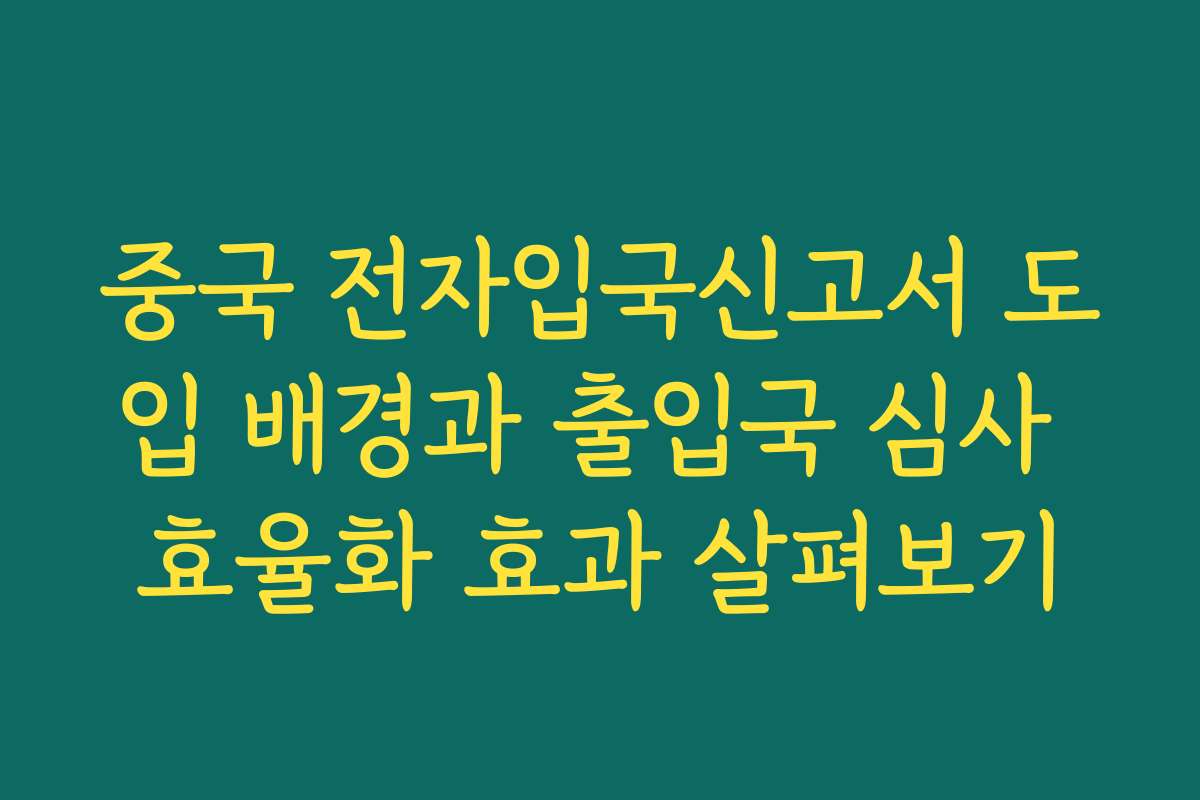 중국 전자입국신고서 도입 배경과 출입국 심사 효율화 효과 살펴보기