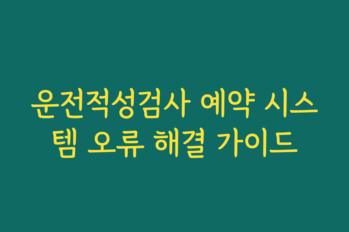 운전적성검사 예약 시스템 오류 해결 가이드