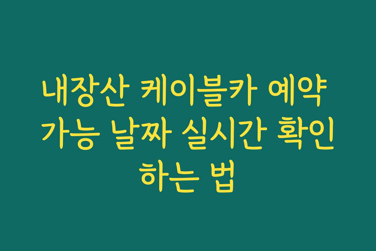 내장산 케이블카 예약 가능 날짜 실시간 확인하는 법