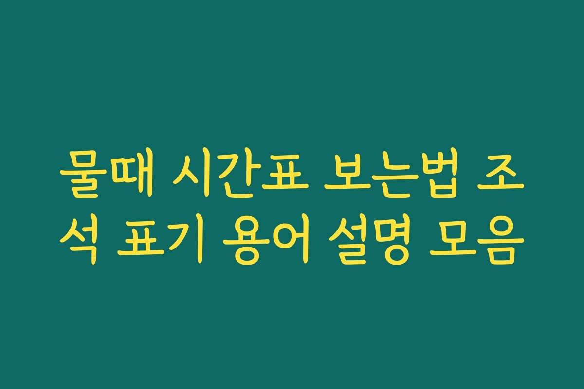 물때 시간표 보는법 조석 표기 용어 설명 모음