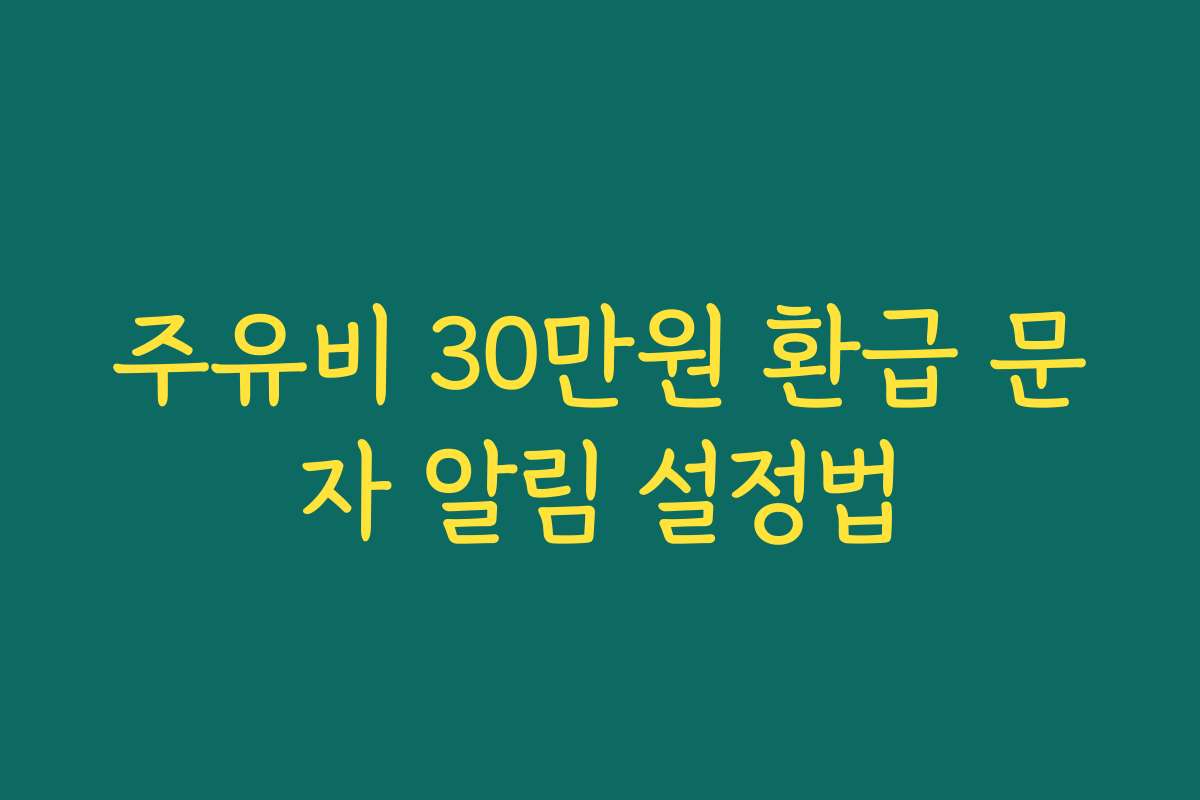 주유비 30만원 환급 문자 알림 설정법