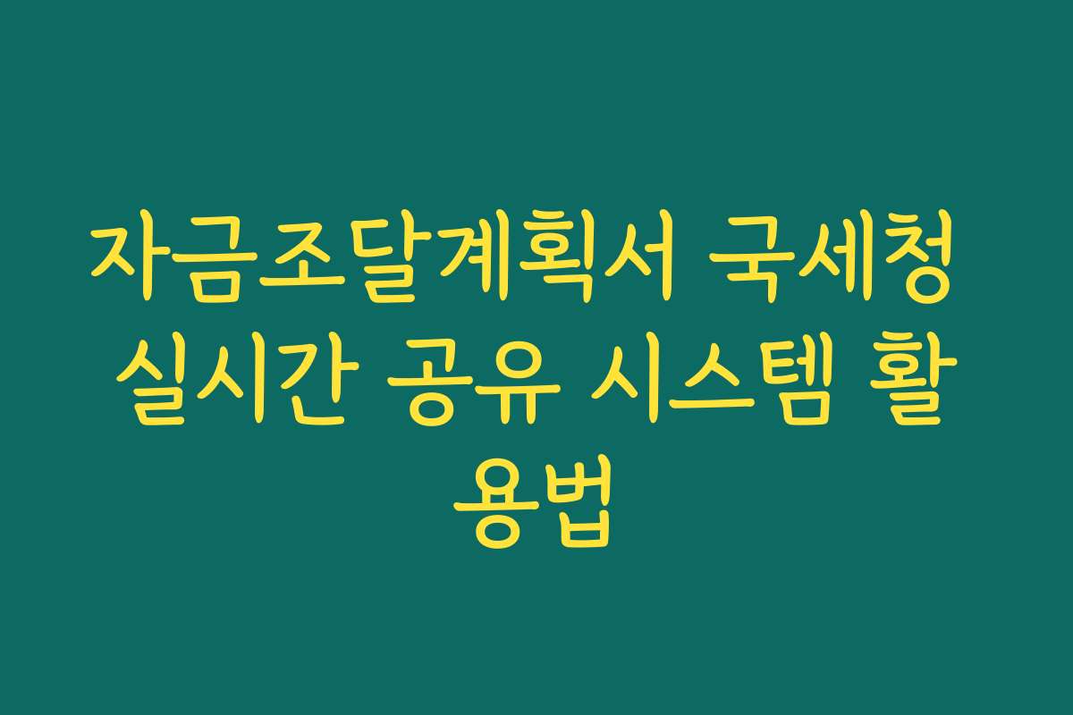자금조달계획서 국세청 실시간 공유 시스템 활용법