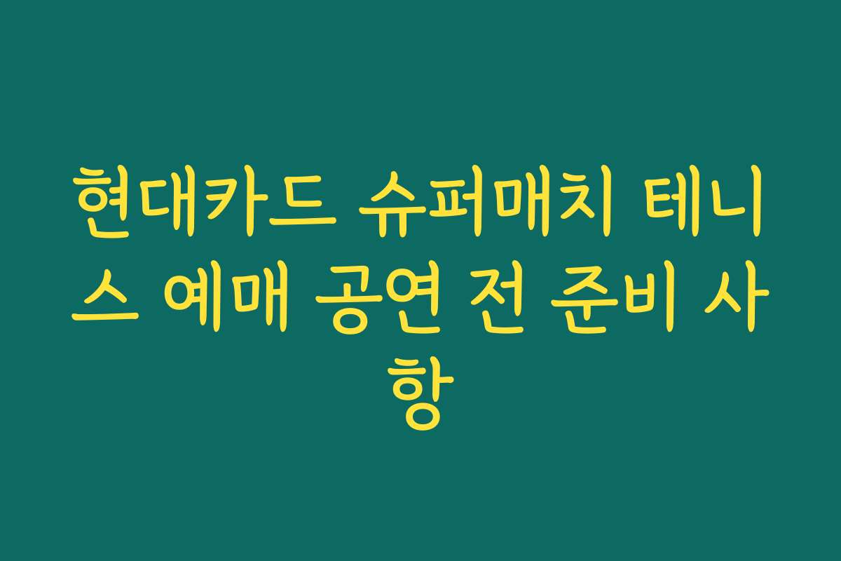 현대카드 슈퍼매치 테니스 예매 공연 전 준비 사항