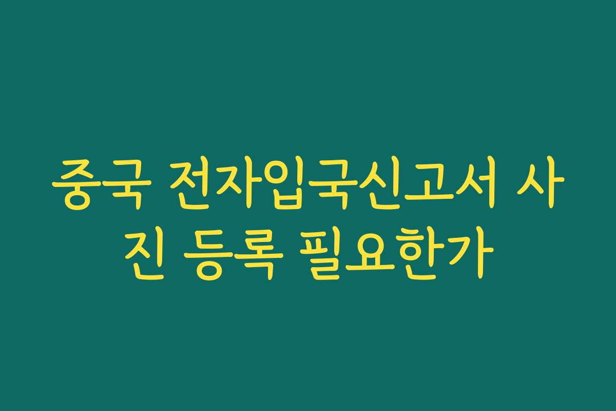 중국 전자입국신고서 사진 등록 필요한가