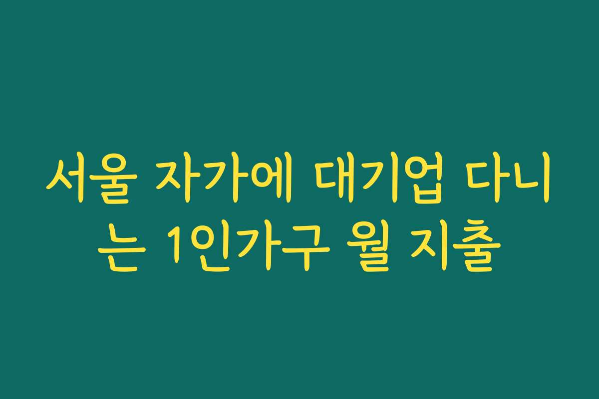 서울 자가에 대기업 다니는 1인가구 월 지출 서울 자가에 대기업 다니는 1인가구 월 지출