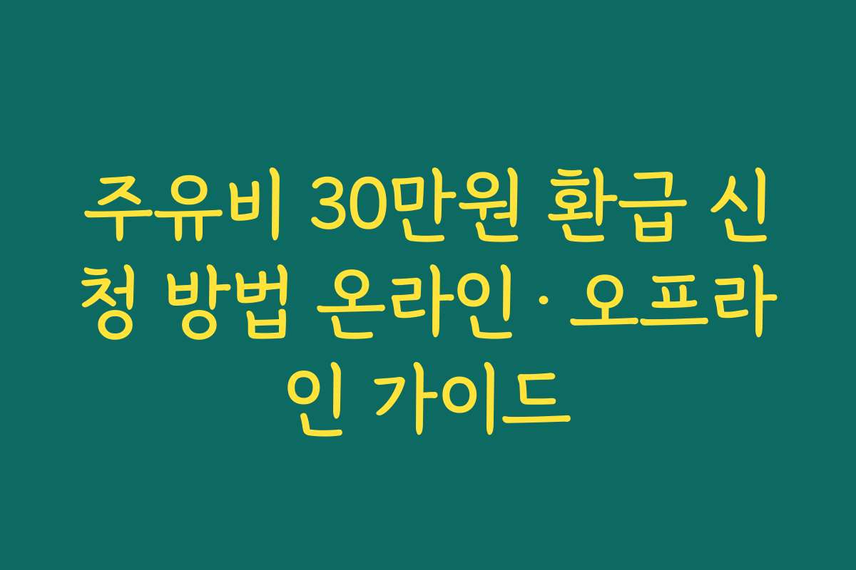 주유비 30만원 환급 신청 방법 온라인·오프라인 가이드