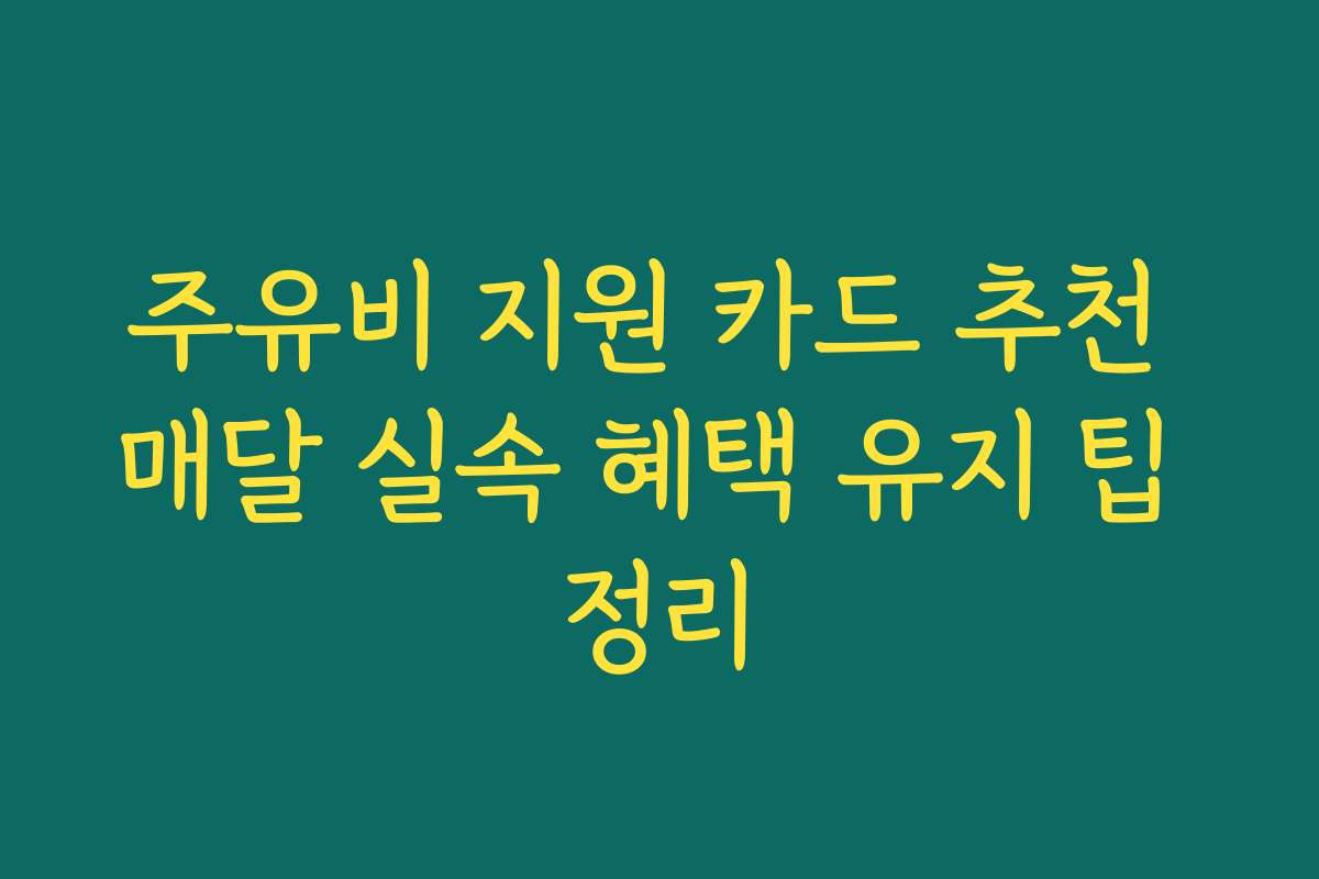 주유비 지원 카드 추천 매달 실속 혜택 유지 팁 정리
