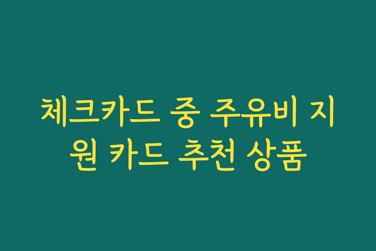체크카드 중 주유비 지원 카드 추천 상품