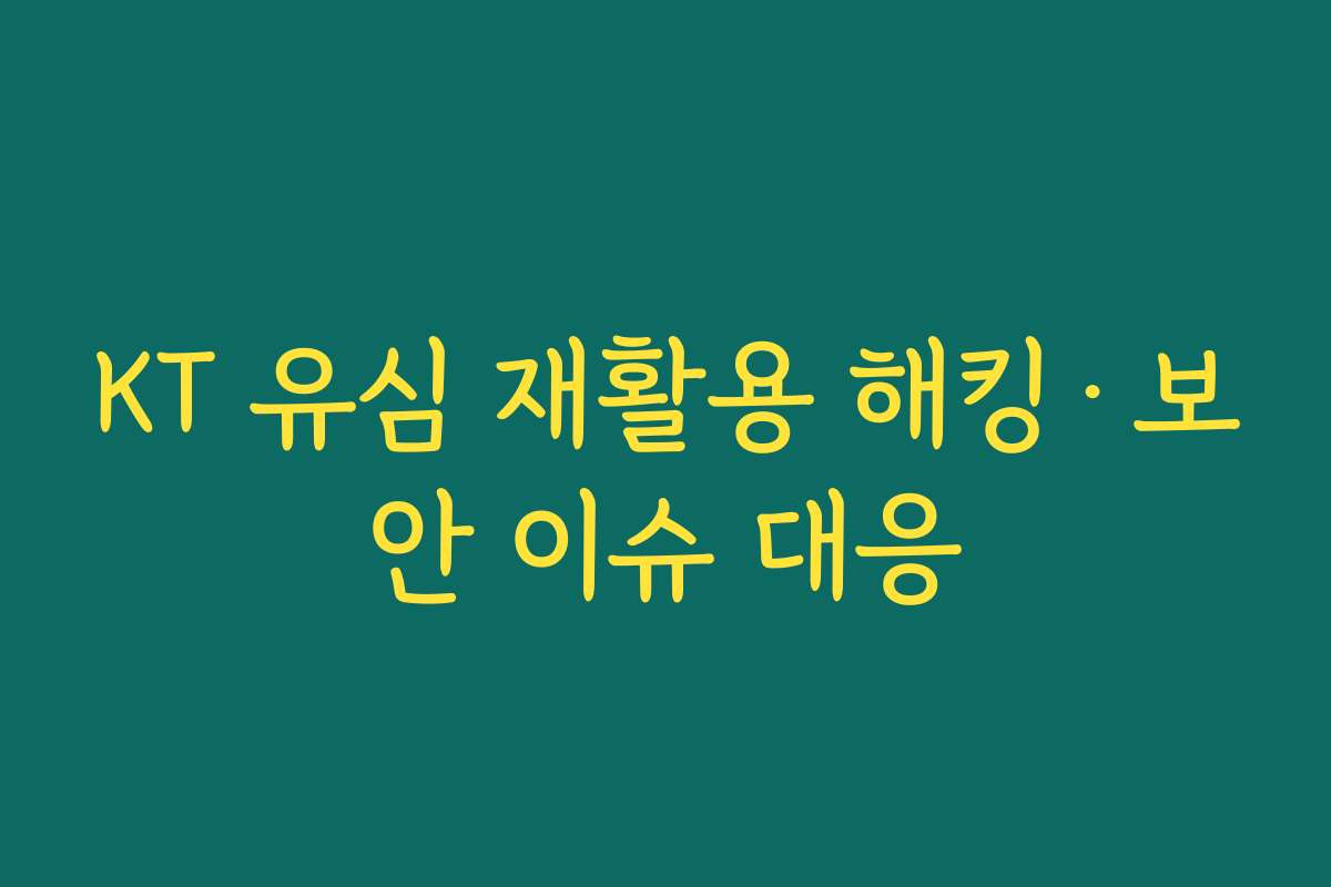 KT 유심 재활용 해킹·보안 이슈 대응