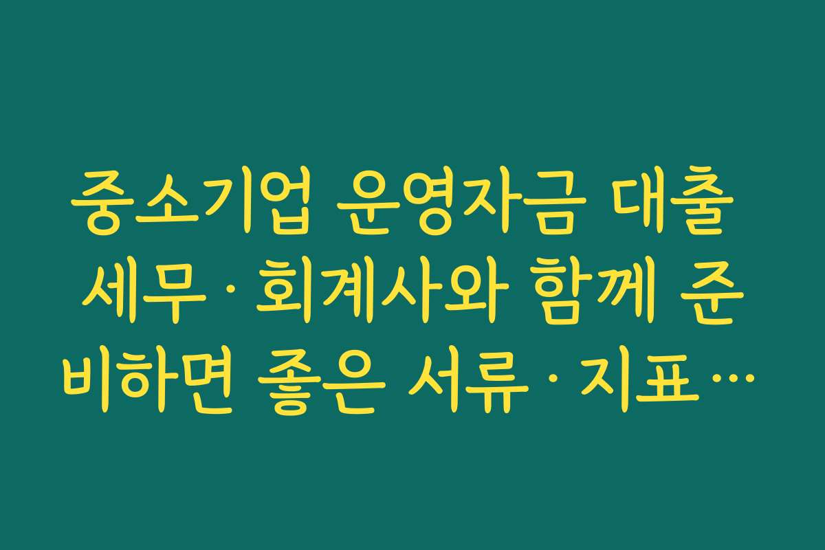 중소기업 운영자금 대출 세무·회계사와 함께 준비하면 좋은 서류·지표 정리