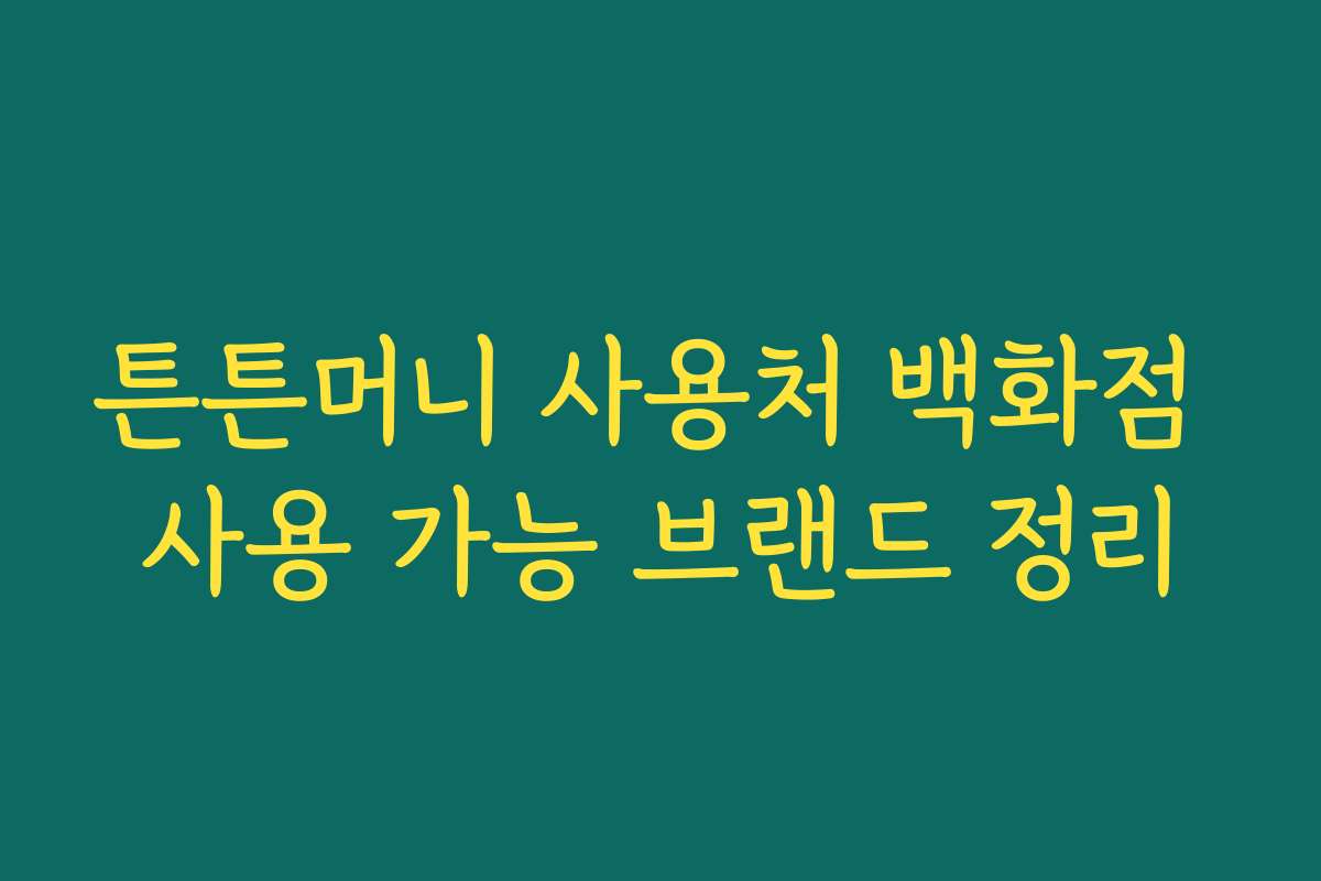 튼튼머니 사용처 백화점 사용 가능 브랜드 정리