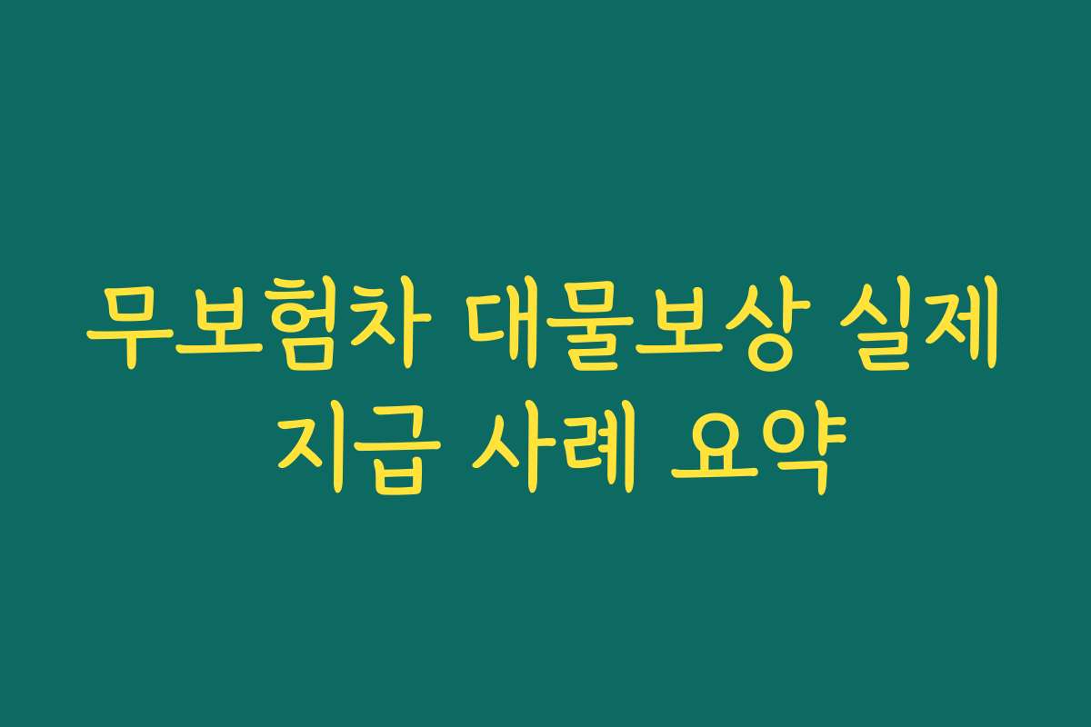 무보험차 대물보상 실제 지급 사례 요약 무보험차 대물보상 실제 지급 사례 요약