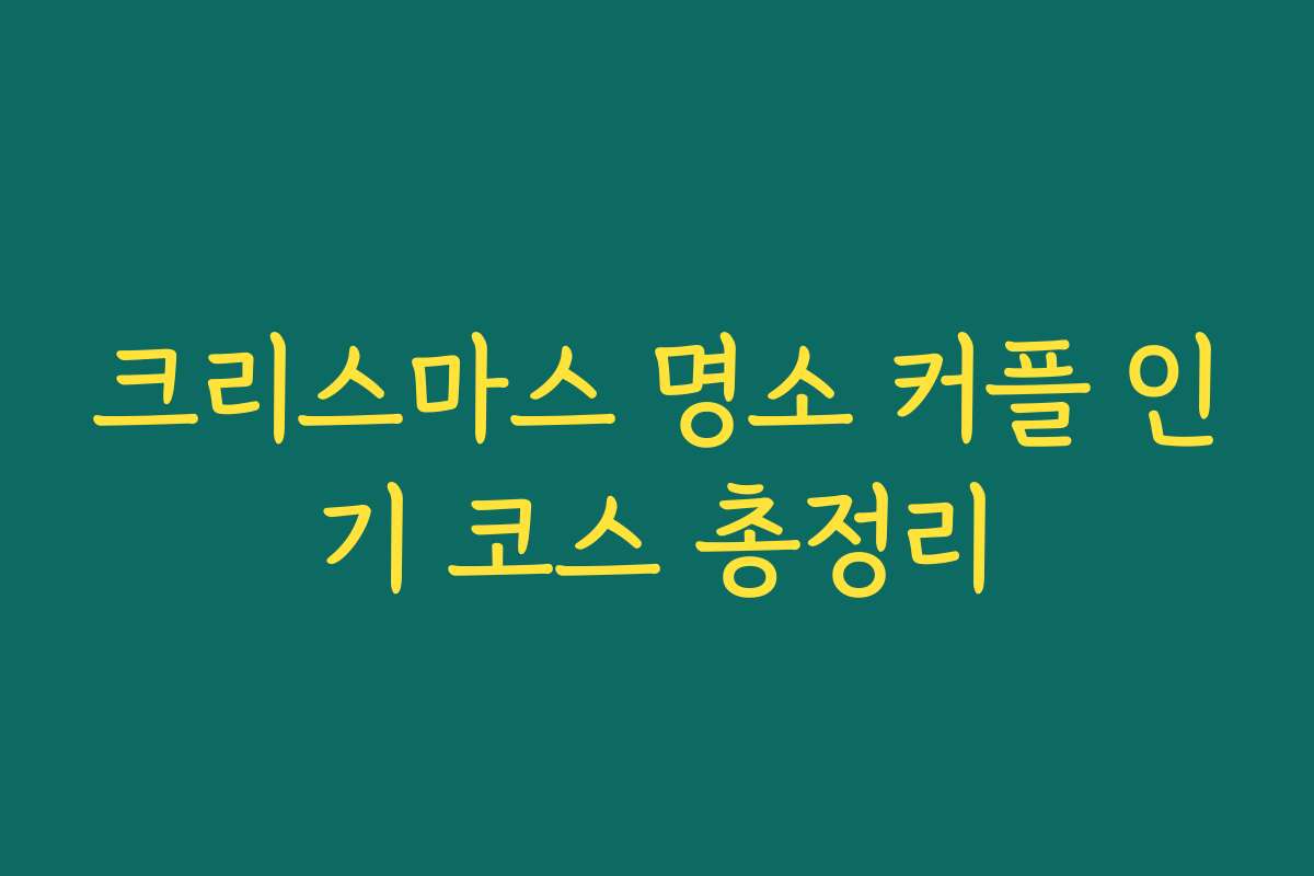 크리스마스 명소 커플 인기 코스 총정리